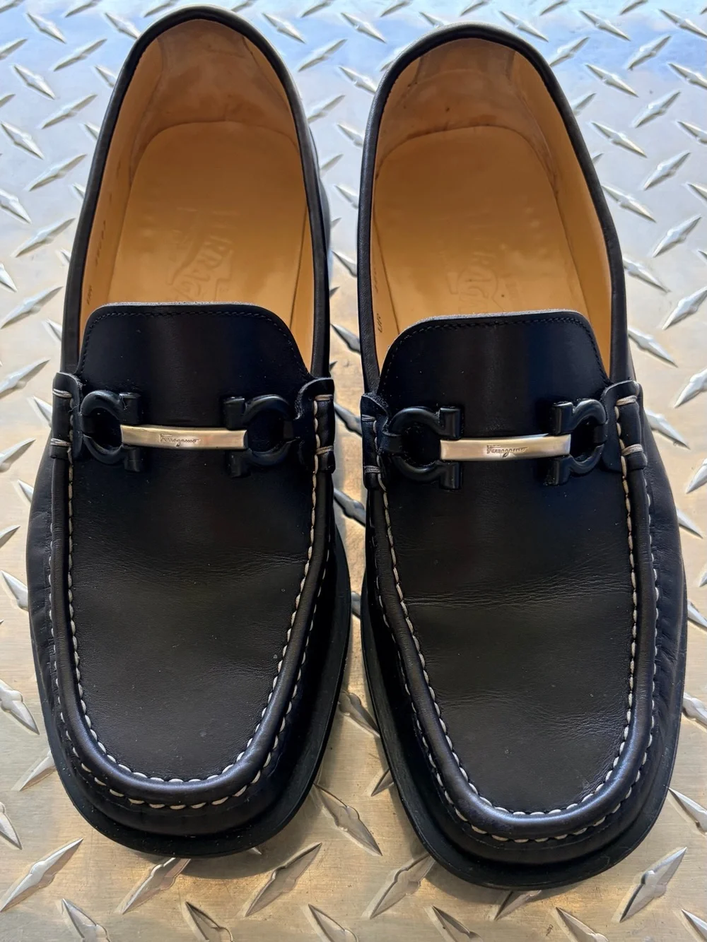 Salvatore Ferragamo Black Leather Horsebit Loafers